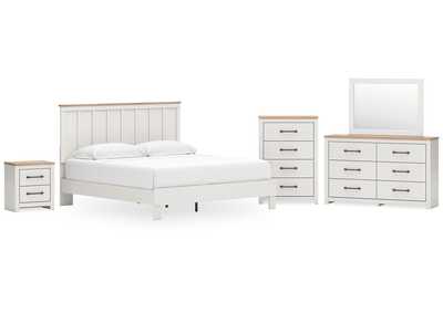 Linnocreek King Panel Bed with Mirrored Dresser, Chest and Nightstand