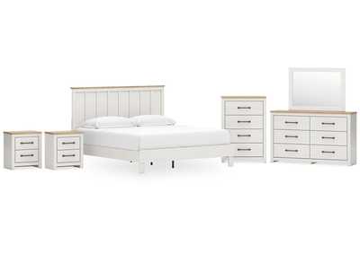 Linnocreek King Panel Bed with Mirrored Dresser, Chest and 2 Nightstands,Benchcraft