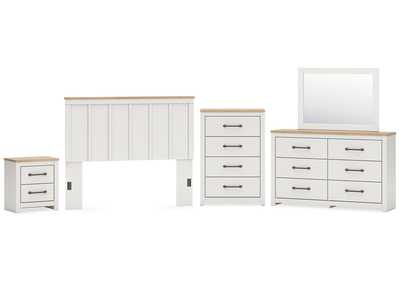 Image for Linnocreek Queen Panel Headboard with Mirrored Dresser, Chest and Nightstand