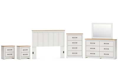 Image for Linnocreek Queen Panel Headboard with Mirrored Dresser, Chest and 2 Nightstands