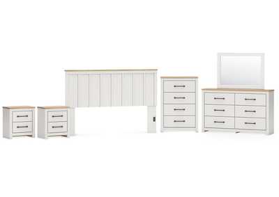 Image for Linnocreek King Panel Headboard with Mirrored Dresser, Chest and 2 Nightstands