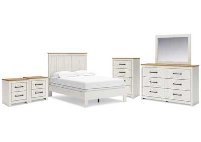 Linnocreek Full Panel Bed with Mirrored Dresser, Chest and 2 Nightstands,Benchcraft