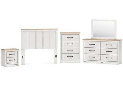 Image for Linnocreek Full Panel Headboard with Mirrored Dresser, Chest and Nightstand