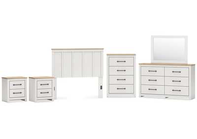 Image for Linnocreek Full Panel Headboard with Mirrored Dresser, Chest and 2 Nightstands