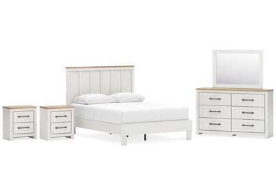 Linnocreek Queen Panel Bed with Mirrored Dresser and 2 Nightstands