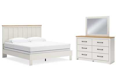 Image for Linnocreek King Panel Bed with Mirrored Dresser