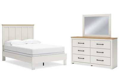 Linnocreek Full Panel Bed with Mirrored Dresser