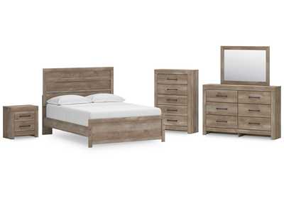 Gachester Queen Panel Bed with Mirrored Dresser, Chest and Nightstand