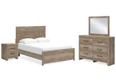 Gachester Queen Panel Bed with Mirrored Dresser and Nightstand