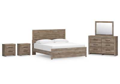 Image for Gachester King Panel Bed with Mirrored Dresser and 2 Nightstands