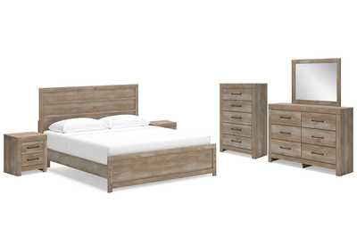 Image for Gachester King Panel Bed with Mirrored Dresser, Chest and 2 Nightstands