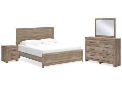 Image for Gachester King Panel Bed with Mirrored Dresser and Nightstand