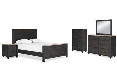 Nanforth Queen Panel Bed with Mirrored Dresser, Chest and Nightstand,Signature Design By Ashley