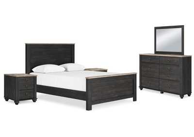 Nanforth Queen Panel Bed with Mirrored Dresser and 2 Nightstands,Signature Design By Ashley