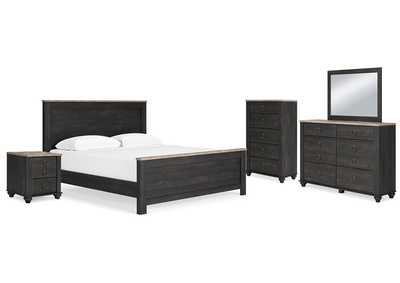 Nanforth King Panel Bed with Mirrored Dresser, Chest and Nightstand,Signature Design By Ashley