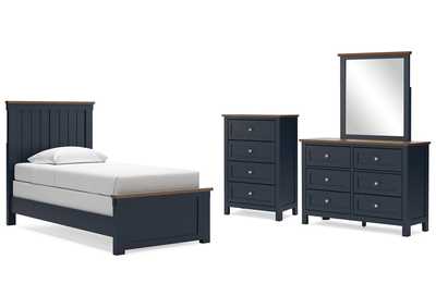 Landocken Twin Panel Bed with Storage with Mirrored Dresser and Chest,Signature Design By Ashley