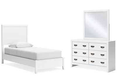 Binterglen Twin Panel Bed with Mirrored Dresser