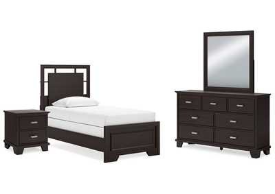 Covetown Twin Panel Bed with Mirrored Dresser and Nightstand,Signature Design By Ashley