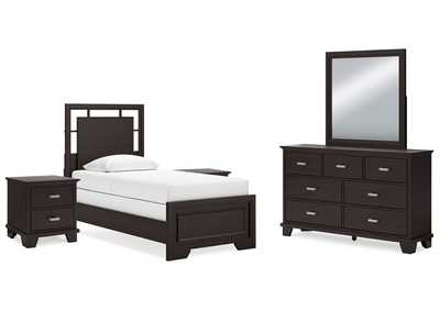 Covetown Twin Panel Bed with Mirrored Dresser and 2 Nightstands,Signature Design By Ashley