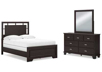 Covetown Full Panel Bed with Mirrored Dresser