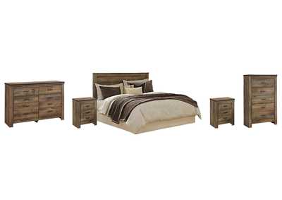 Trinell Queen Panel Headboard Bed with Dresser, Chest and 2 Nightstands