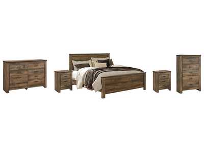 Trinell King Panel Bed with Dresser, Chest and 2 Nightstands