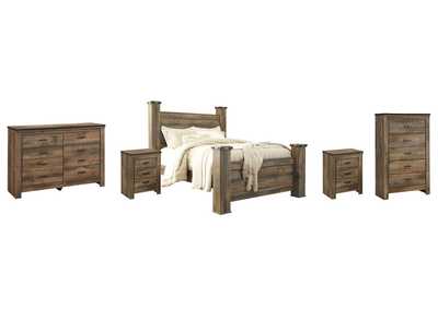 Trinell Queen Poster Bed with Dresser, Chest and 2 Nightstands