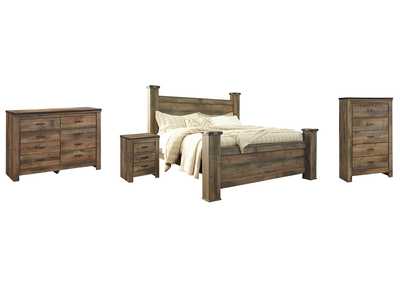 Trinell King Poster Bed with Dresser, Chest and Nightstand,Signature Design By Ashley