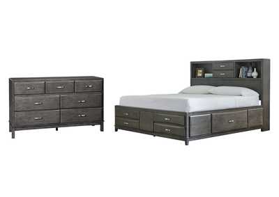 Caitbrook California King Storage Bed with 8 Storage Drawers with Dresser