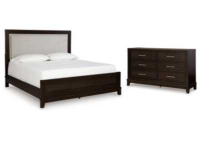 Neymorton King Upholstered Panel Bed with Dresser,Signature Design By Ashley