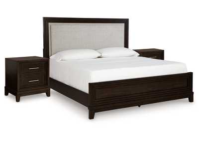 Neymorton Queen Upholstered Panel Bed with 2 Nightstands,Signature Design By Ashley