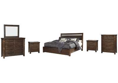 Starmore Queen Panel Bed with Mirrored Dresser, Chest and 2 Nightstands,Millennium