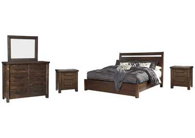 Starmore Queen Panel Bed with Mirrored Dresser and 2 Nightstands,Millennium