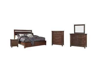 Starmore California King Panel Bed with Mirrored Dresser, Chest and Nightstand,Millennium