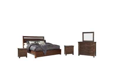 Starmore California King Panel Bed with Mirrored Dresser and 2 Nightstands,Millennium