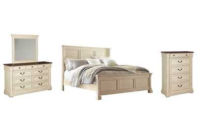 Bolanburg King Panel Bed with Mirrored Dresser and Chest,Signature Design By Ashley