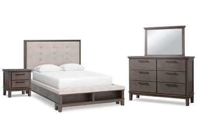 Hallanden Queen Storage Bed, Dresser, Mirror and Nightstand