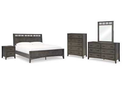 Montillan California King Panel Bed with Mirrored Dresser, Chest and Nightstand,Signature Design By Ashley