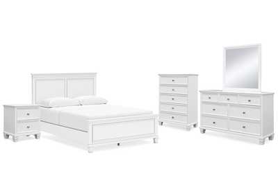 Fortman Queen Panel Bed with Mirrored Dresser, Chest and Nightstand,Signature Design By Ashley