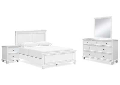 Fortman Queen Panel Bed with Mirrored Dresser and Nightstand,Signature Design By Ashley