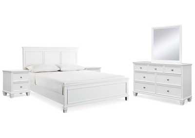 Fortman King Panel Bed with Mirrored Dresser and 2 Nightstands,Signature Design By Ashley