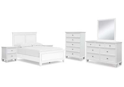 Fortman Full Panel Bed with Mirrored Dresser, Chest and 2 Nightstands