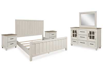 Shaybrock California King Panel Bed with Mirrored Dresser and 2 Nightstands