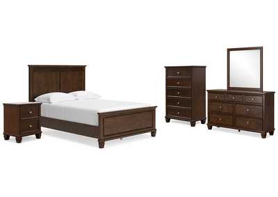 Danabrin Full Panel Bed with Mirrored Dresser, Chest and Nightstand