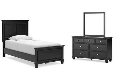 Lanolee Twin Panel Bed with Mirrored Dresser