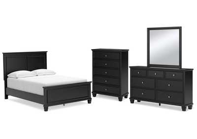 Lanolee Full Panel Bed with Mirrored Dresser and Chest