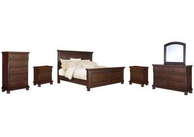 Image for Porter Queen Panel Bed with Mirrored Dresser, Chest and 2 Nightstands