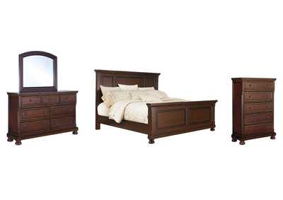 Porter California King Panel Bed with Mirrored Dresser and Chest,Millennium