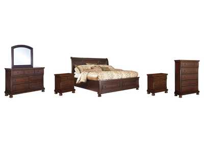 Image for Porter California King Sleigh Bed with Mirrored Dresser, Chest and 2 Nightstands
