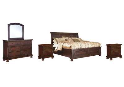 Image for Porter King Sleigh Bed with Mirrored Dresser and 2 Nightstands